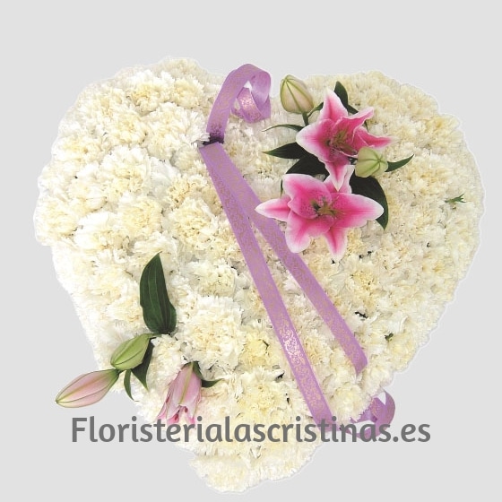 Corazón Funerario Clavel y Lilium